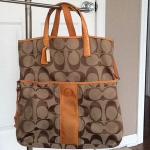Coach Signature Stripe Foldover Tote
